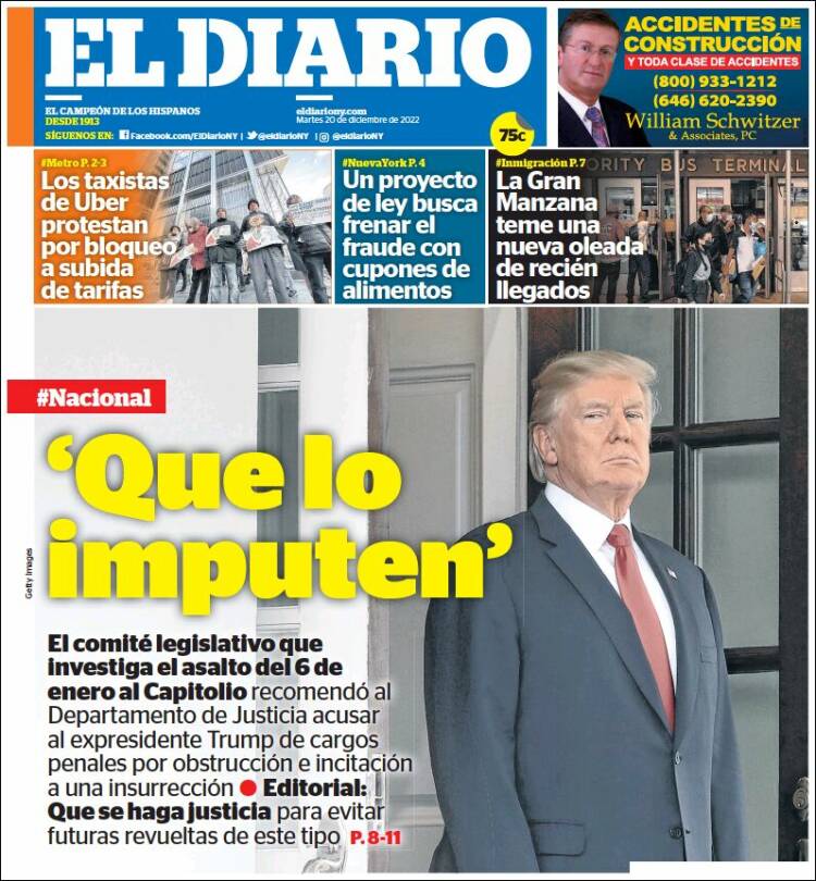 Portada de El Diario NY (USA)