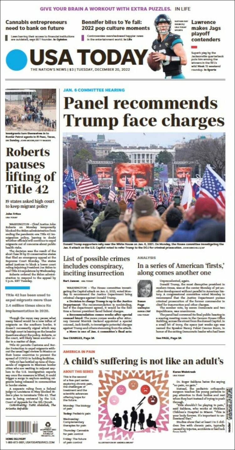 Portada de USA Today (USA)