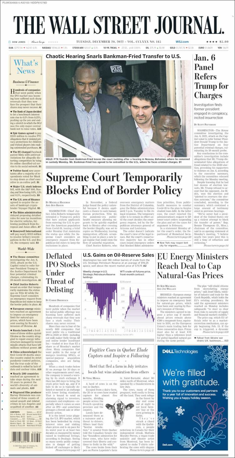 Portada de Wall Street Journal (USA)