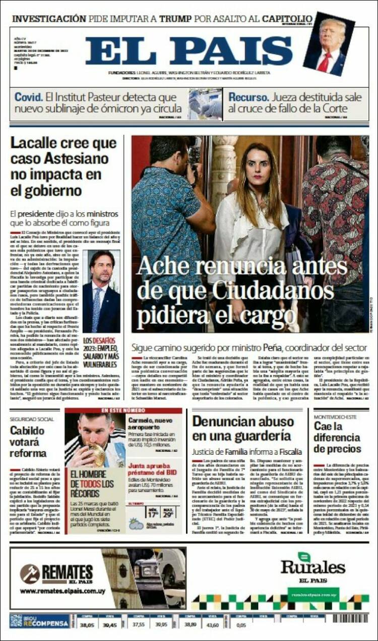 Portada de El País (Uruguay)