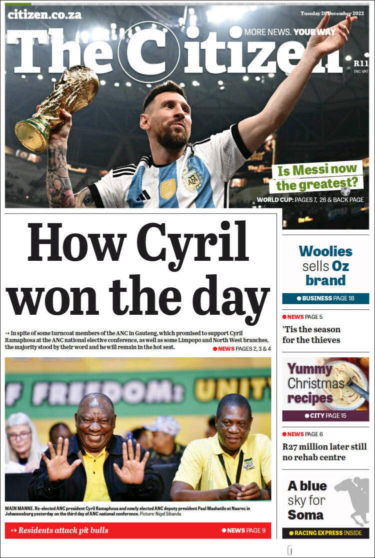 Portada de The Citizen (Sud&aacute;frica)