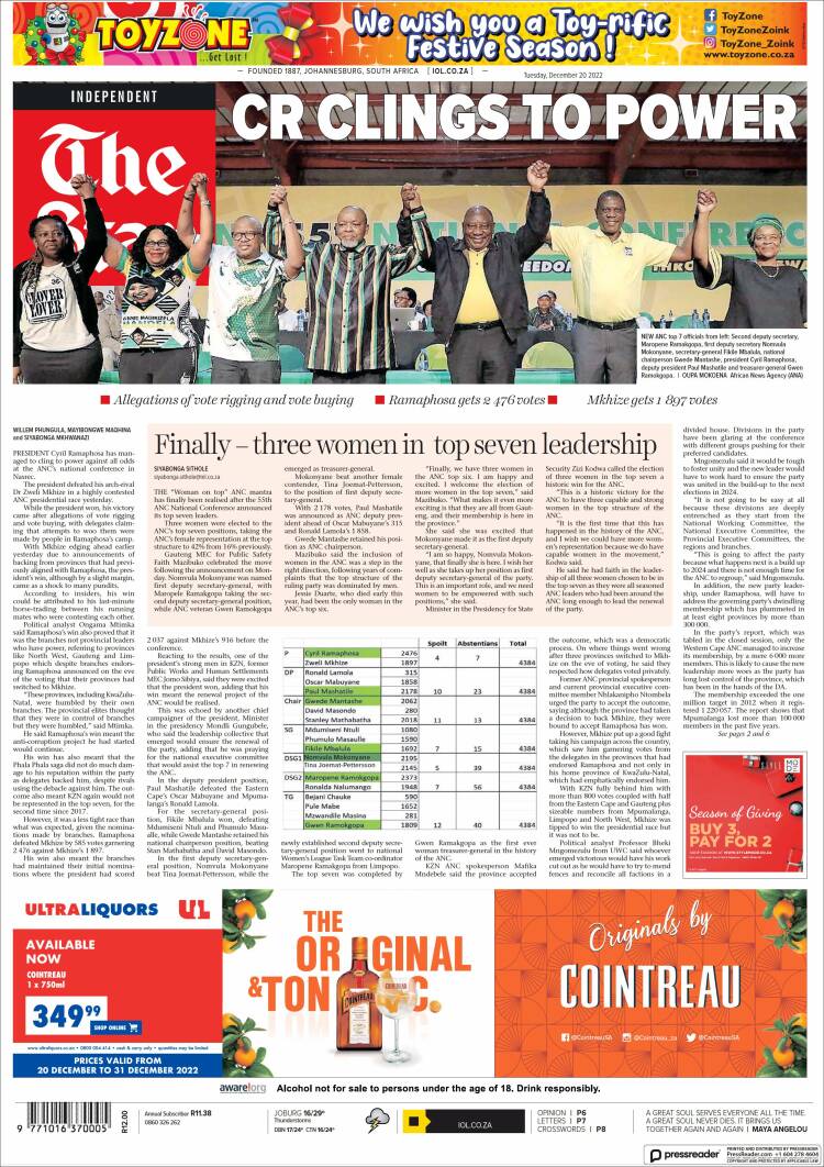 Portada de The Star (Sud&aacute;frica)