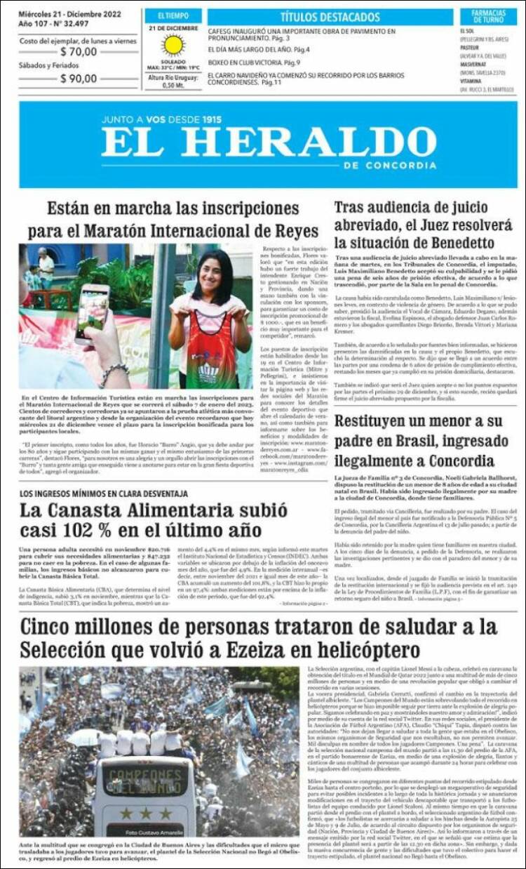 Portada de El Heraldo de Concordia (Argentina)