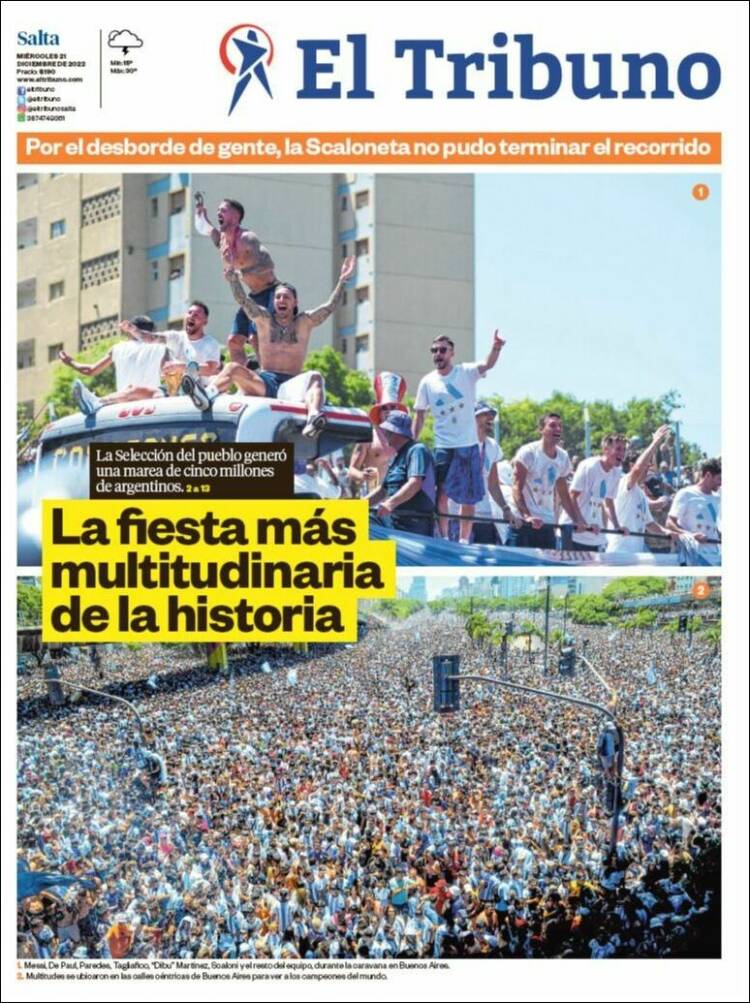 Portada de El Tribuno - Salta (Argentina)