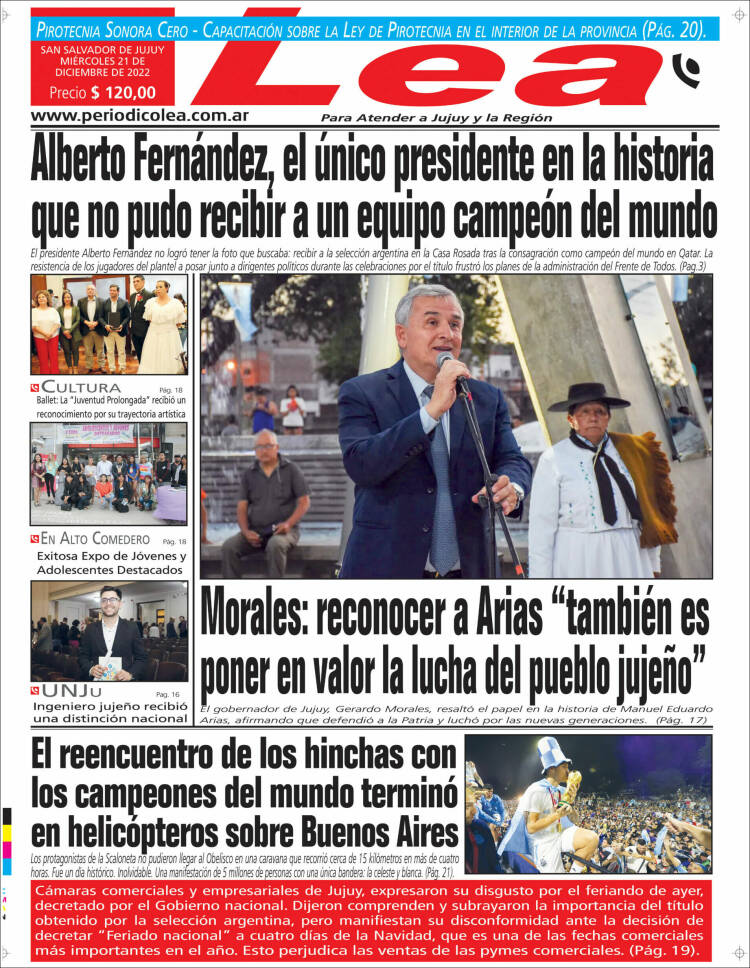 Portada de Periódico Lea (Argentina)