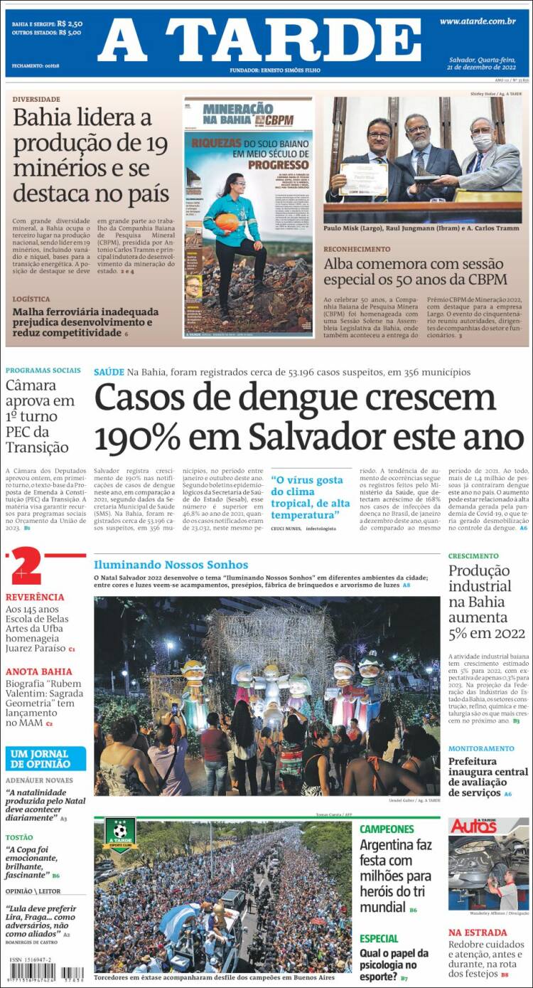 Portada de Diário A Tarde (Brasil)
