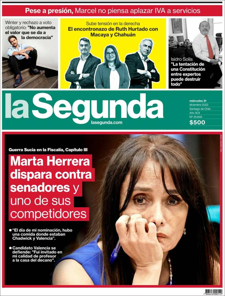 Portada de La Segunda (Chile)