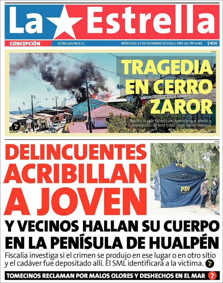 Portada de La Estrella de Concepción (Chile)