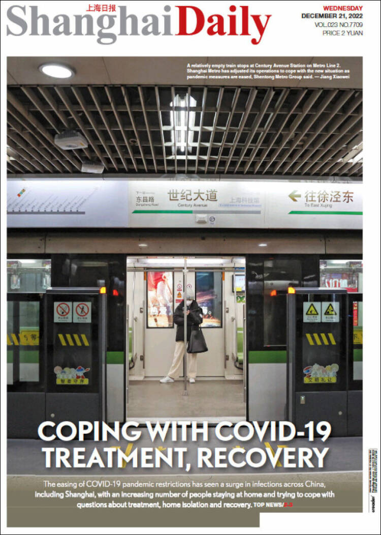 Portada de Shanghai Daily (China)