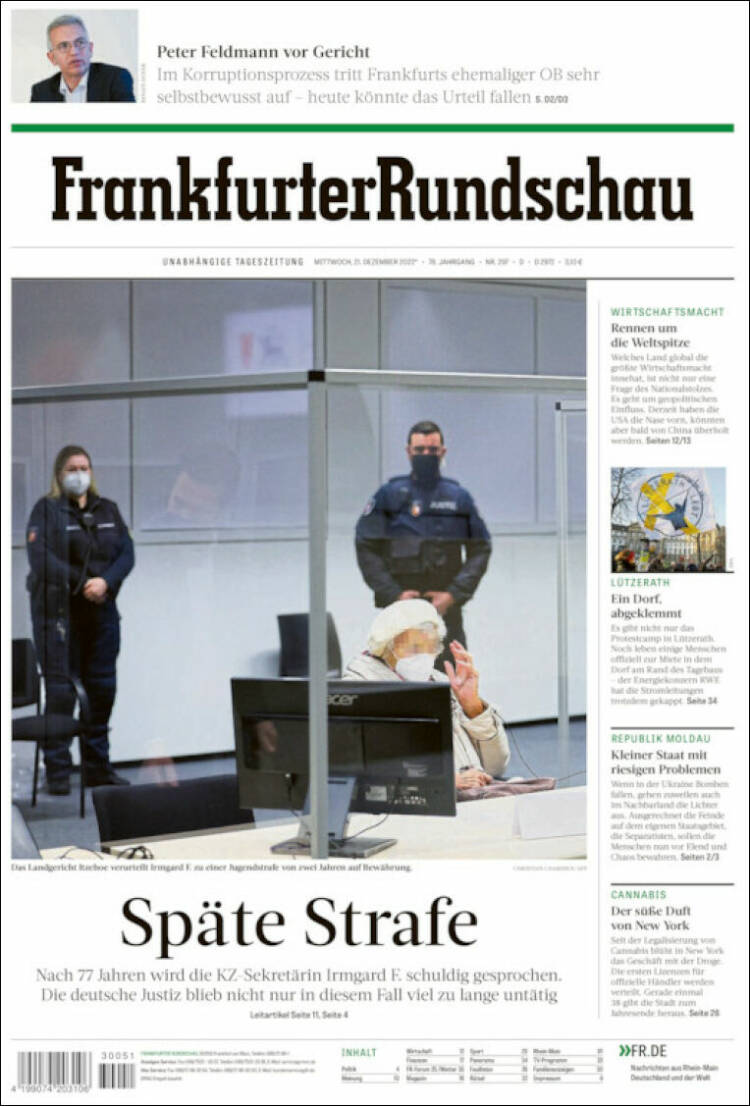 Portada de Frankfurter Rundschau (Alemania)