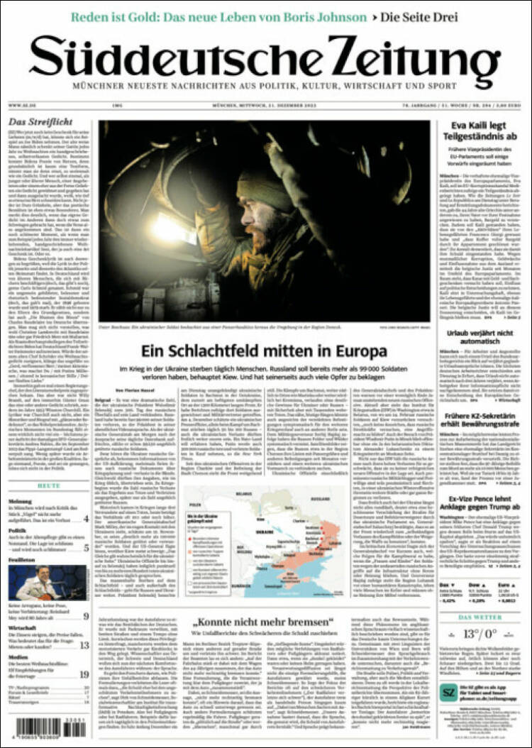 Portada de Sueddeutsche (Alemania)