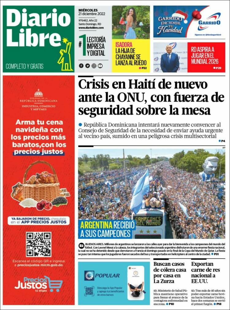 Portada de Diario Libre (R. Dominicaine)
