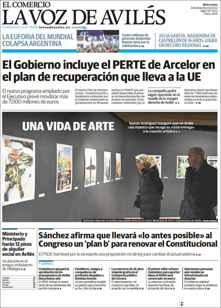 Portada de El Comercio - Avilés (Spain)