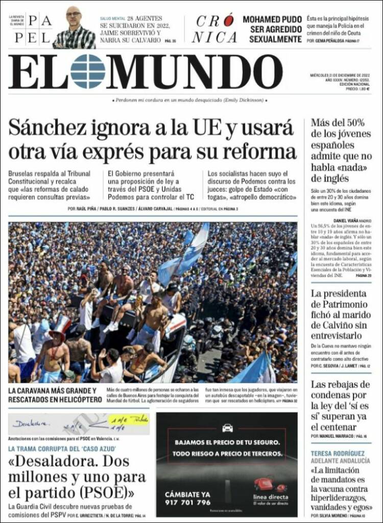 Portada de El Mundo (Spain)