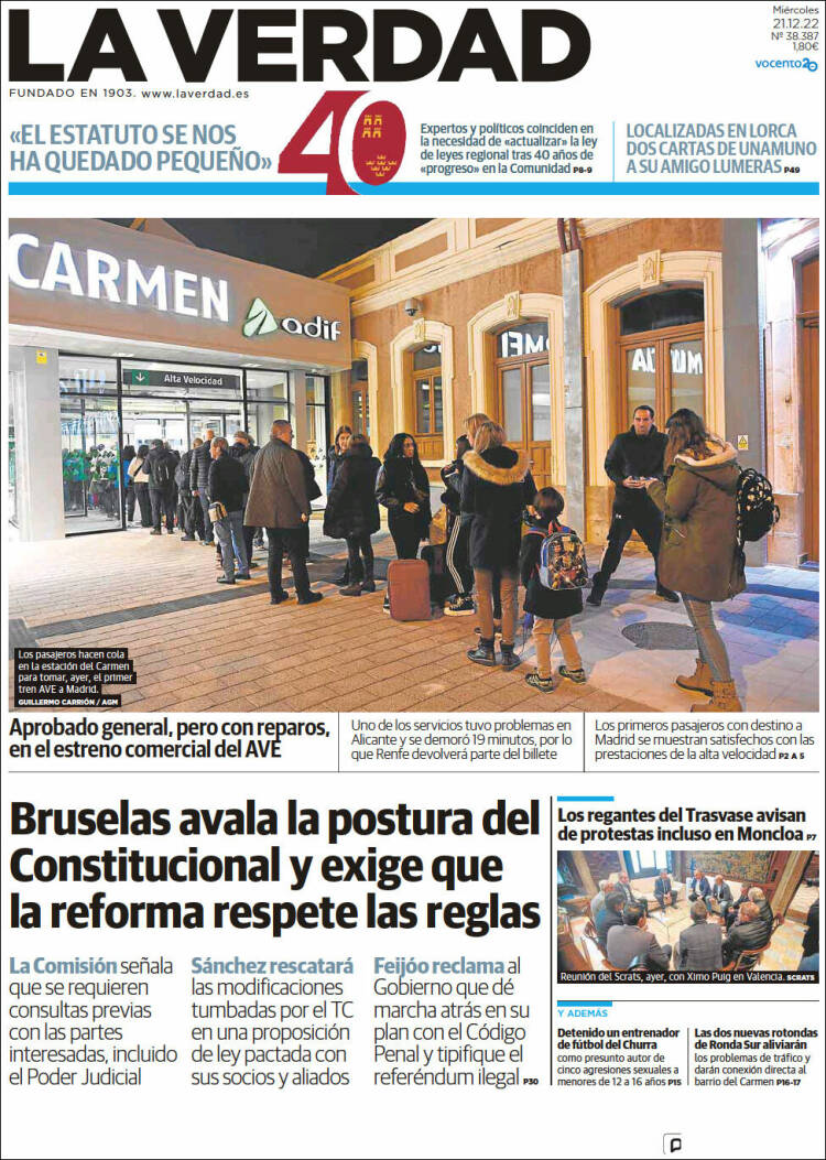 Portada de La Verdad de Murcia (Spain)