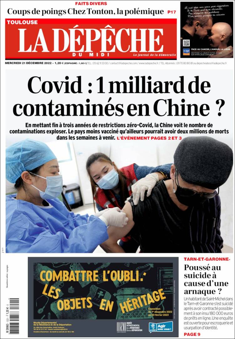 Portada de La Dépêche du Midi (Francia)