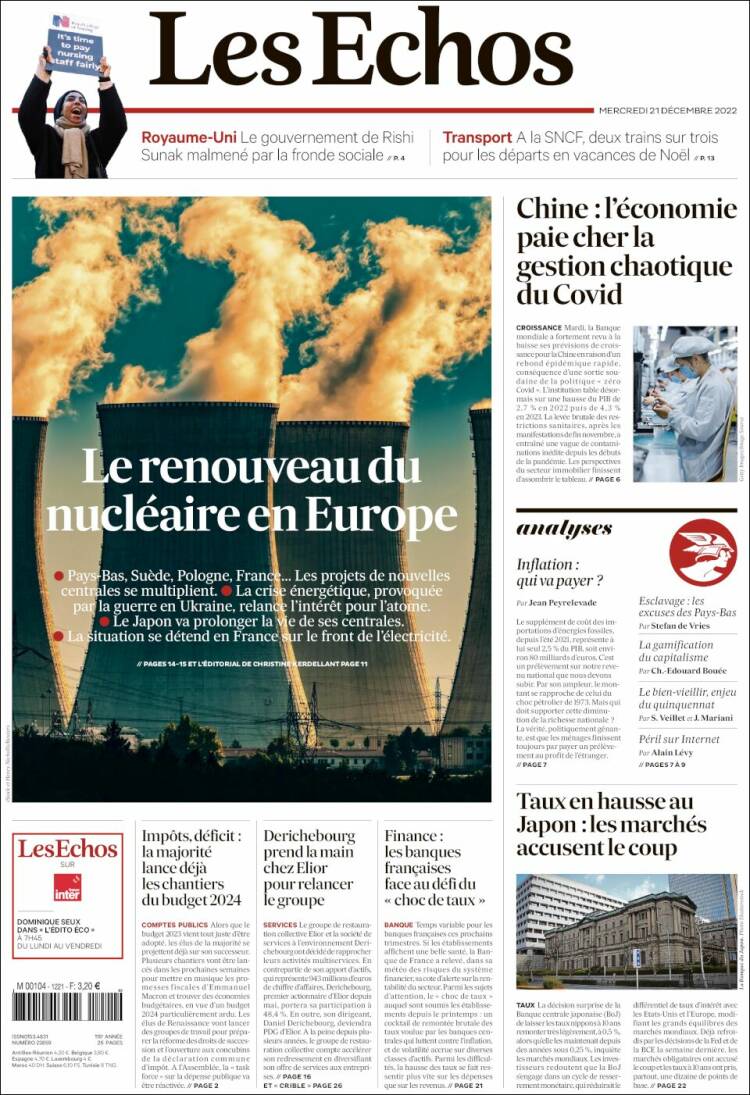Portada de Les Echos (Francia)