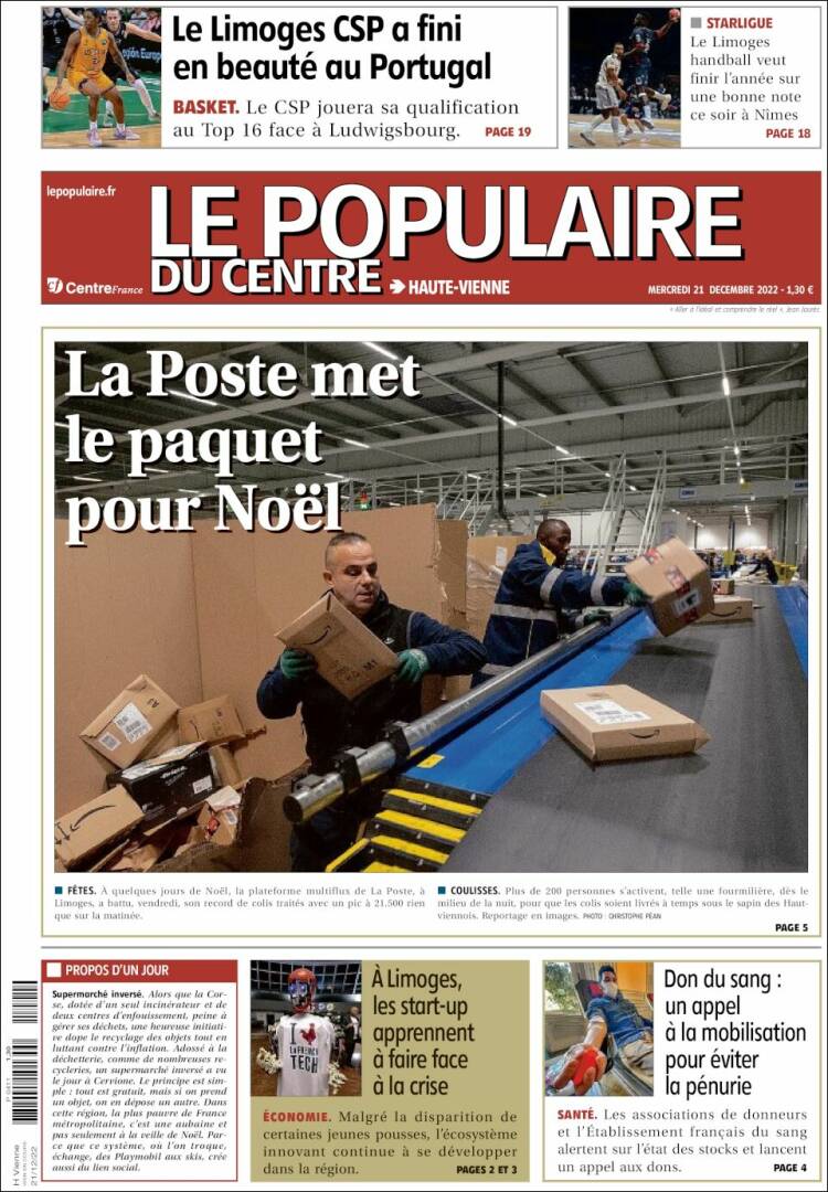 Portada de Le Populaire du Centre (Francia)