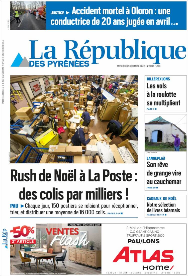 Portada de La République des Pyrénées (Francia)