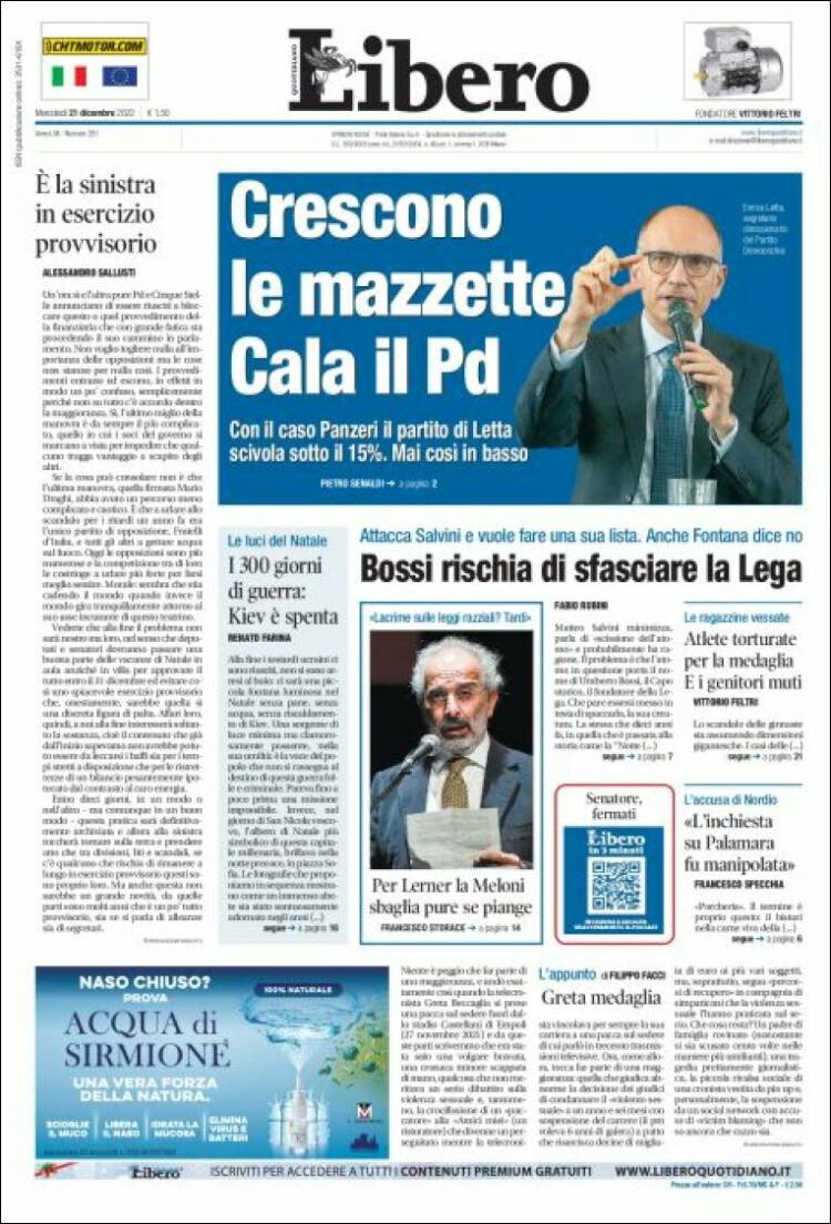 Portada de Libero (Italia)