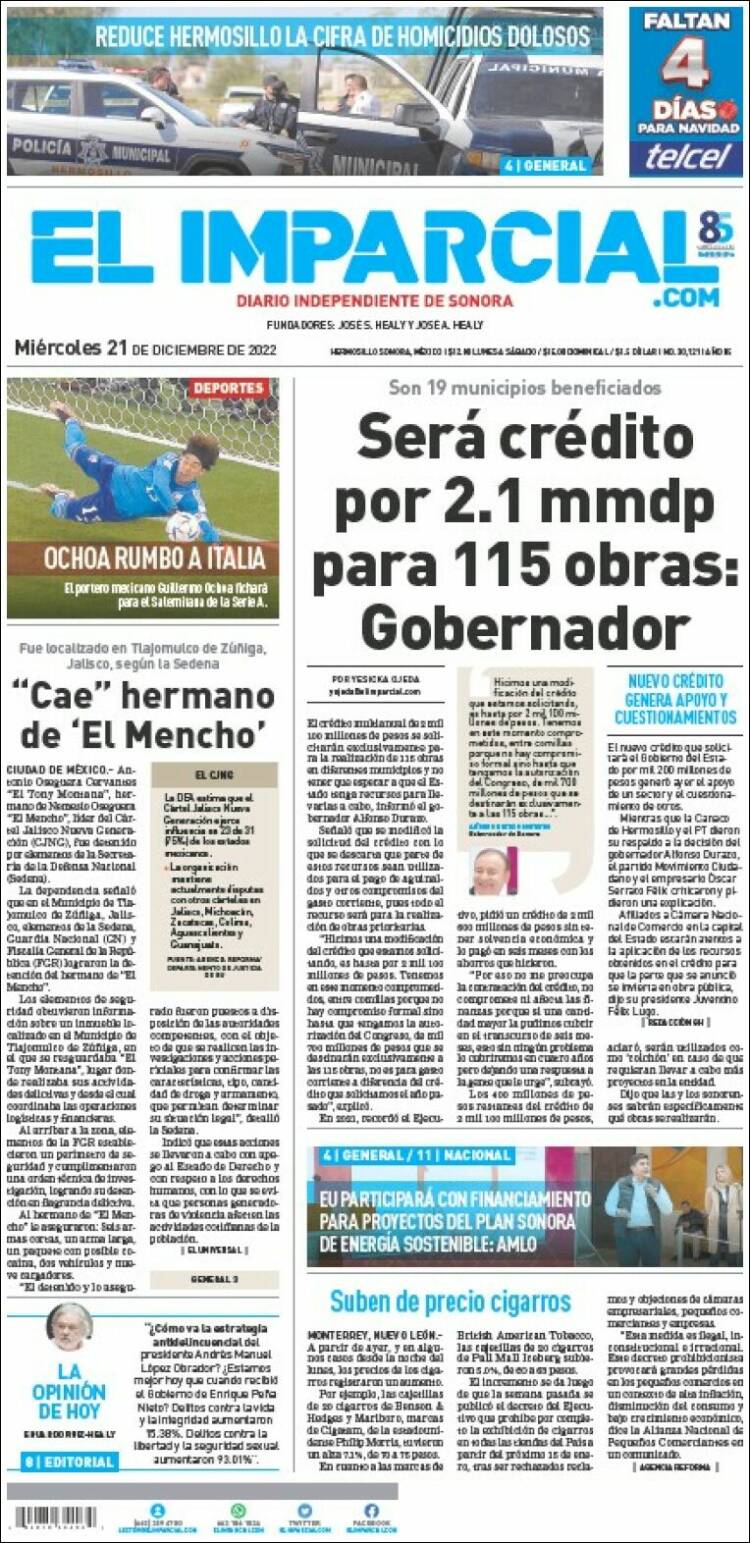 Portada de El Imparcial (M&eacute;xico)