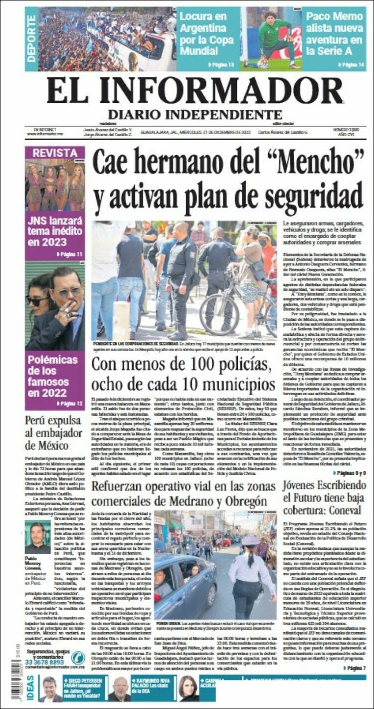 Portada de El Informador (M&eacute;xico)