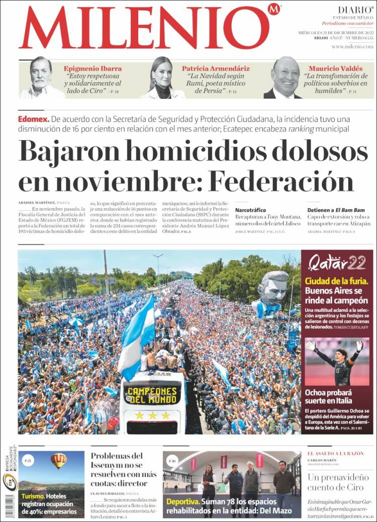 Portada de Milenio - Estado de México (M&eacute;xico)