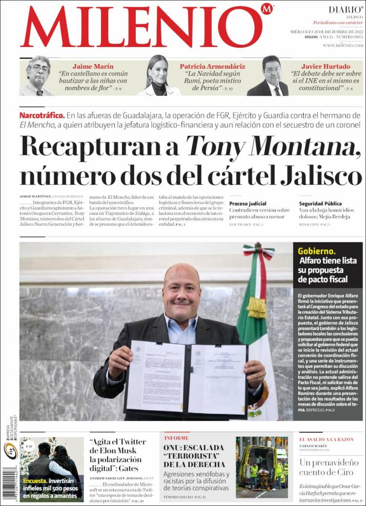 Portada de Milenio - Jalisco (M&eacute;xico)