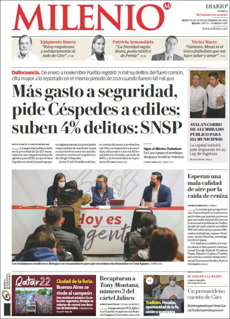 Portada de Milenio de Puebla (M&eacute;xico)