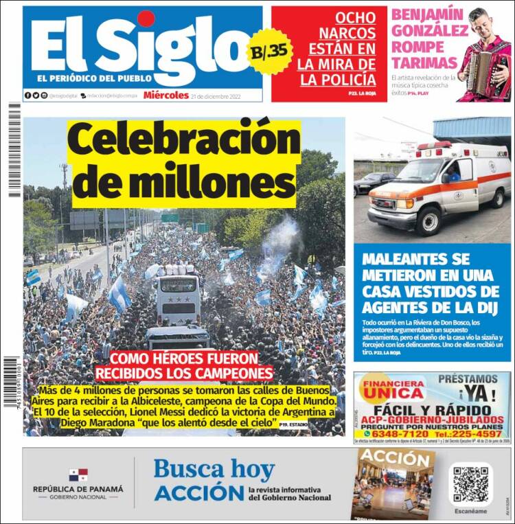 Portada de El Siglo (Panam&aacute;)