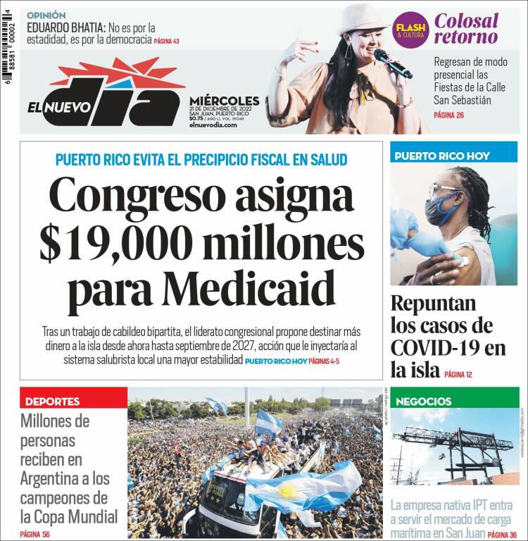 Portada de El Nuevo Día (Puerto Rico)