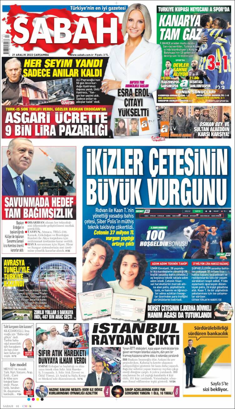 Portada de Sabah (Turqu&iacute;a)