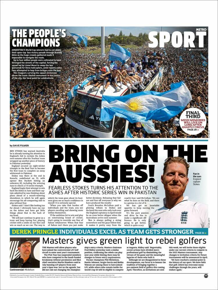 Portada de Metro Sport (United Kingdom)