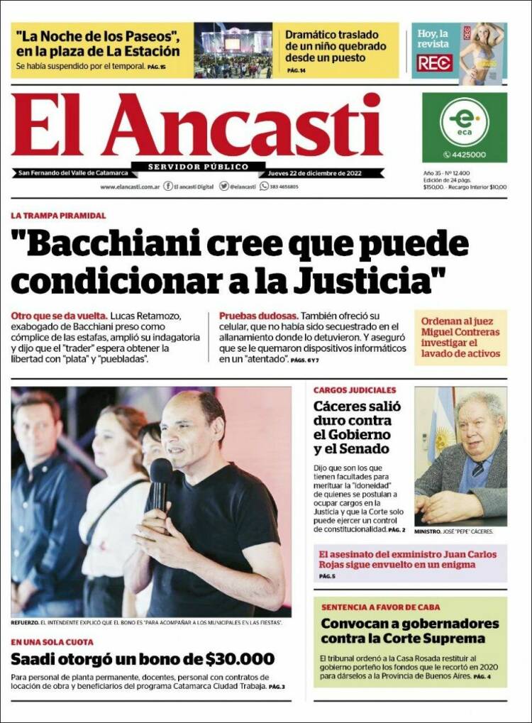 Portada de El Ancasti (Argentina)