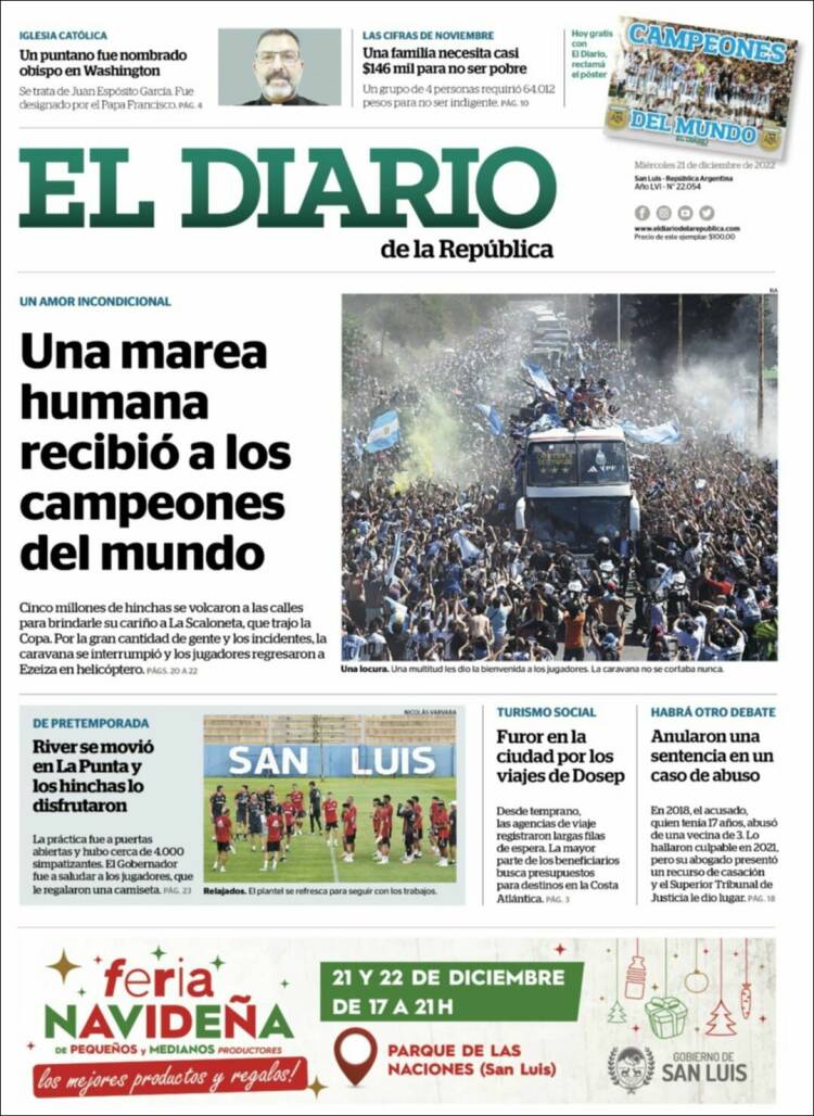 Portada de Diario de la República (Argentina)