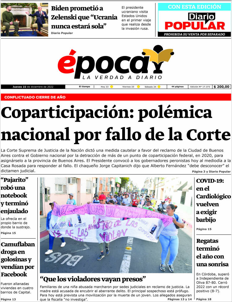 Portada de Diario Época (Argentina)