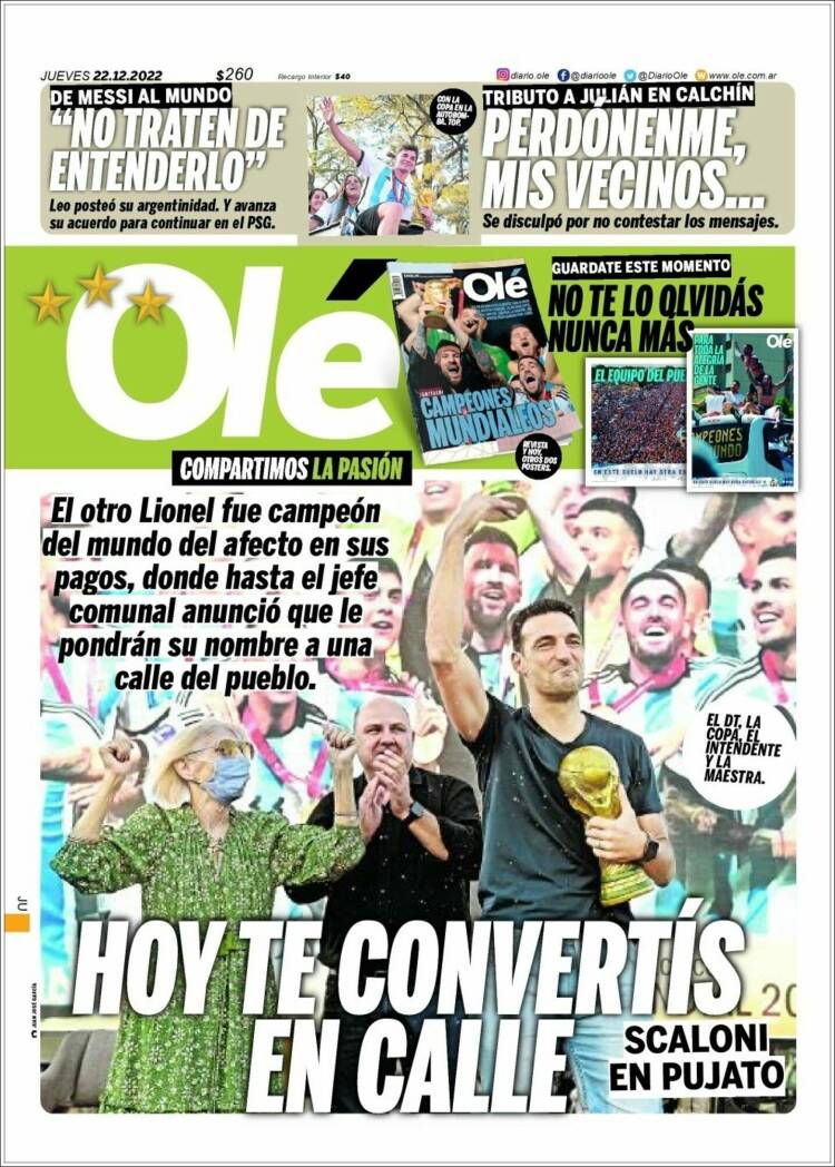 Portada de Olé (Argentina)