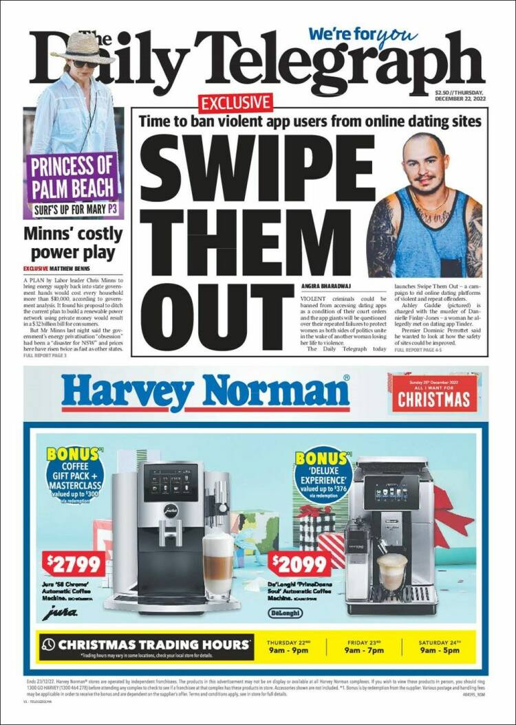 Portada de The Daily Telegraph (Australia)