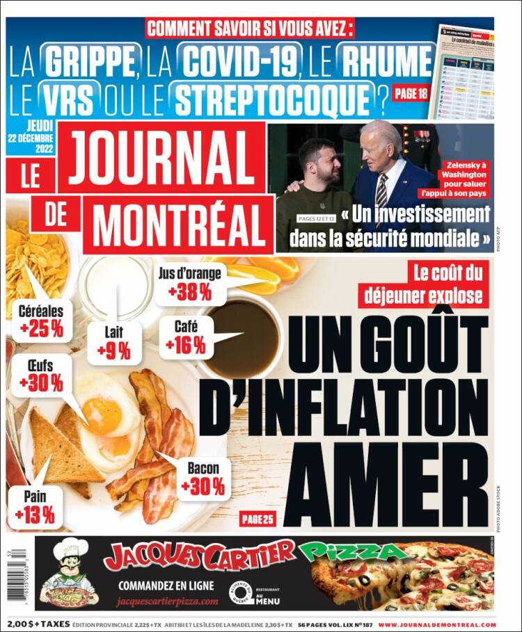 Portada de Le Journal de Montréal (Canada)