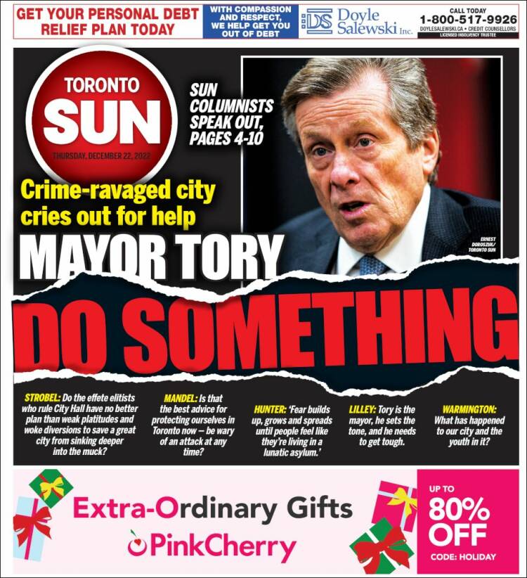 Portada de The Toronto Sun (Canada)