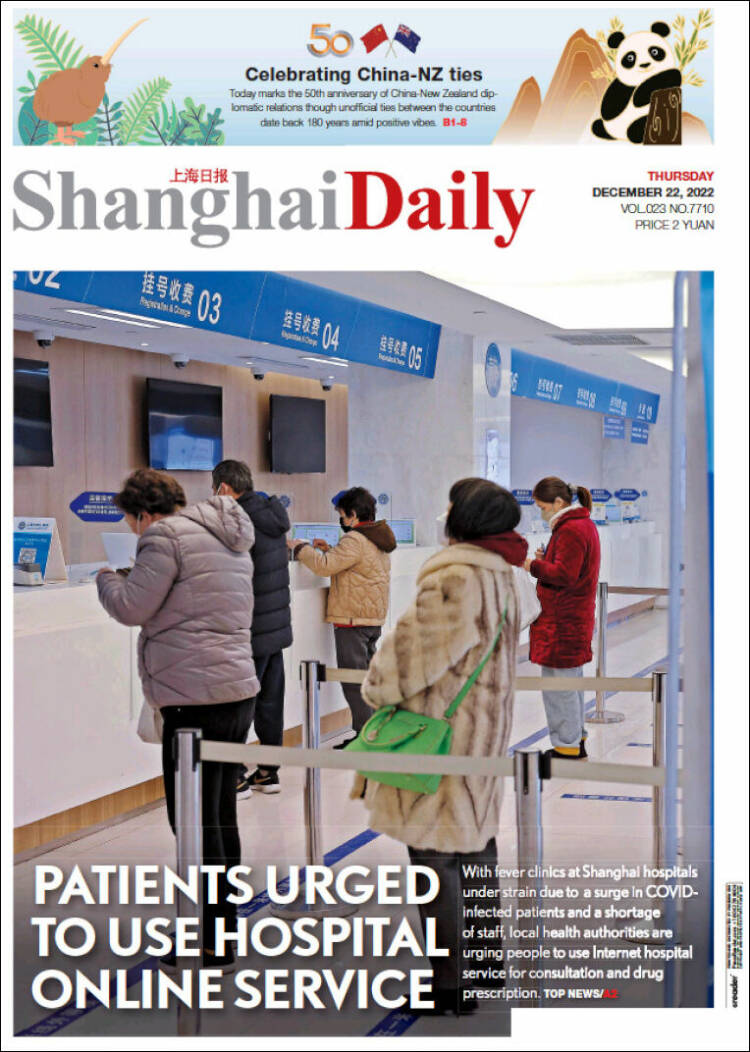 Portada de Shanghai Daily (China)