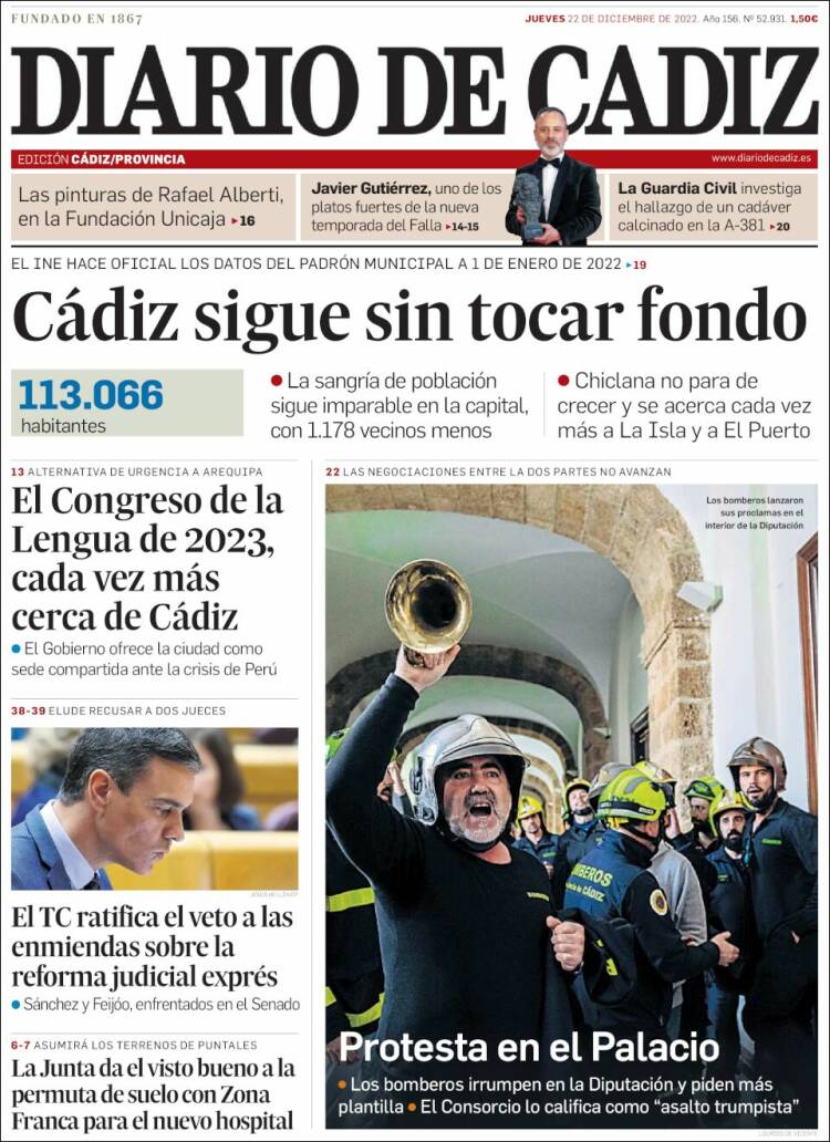 Portada de Diario de Cádiz (España)