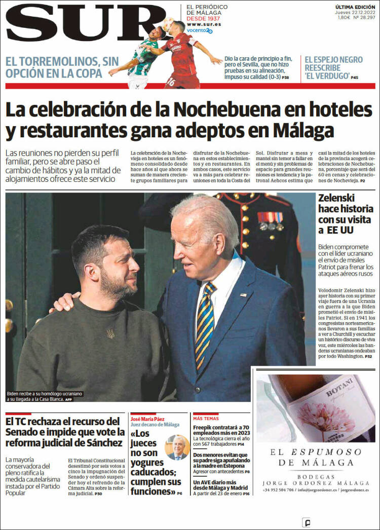 Portada de Diario el Sur (España)