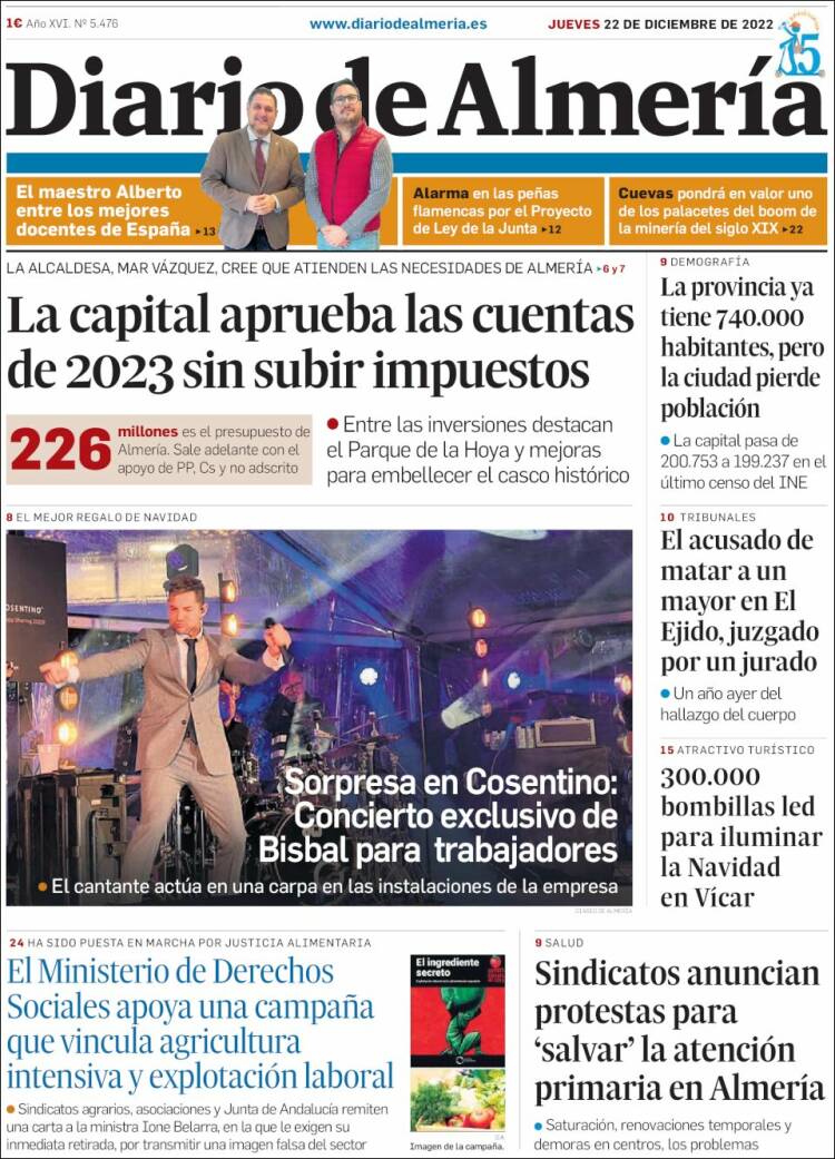 Portada de Diario de Almería (España)