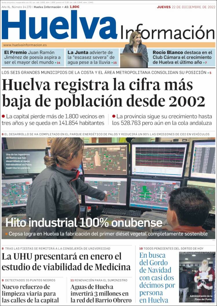 Portada de Huelva Información (España)