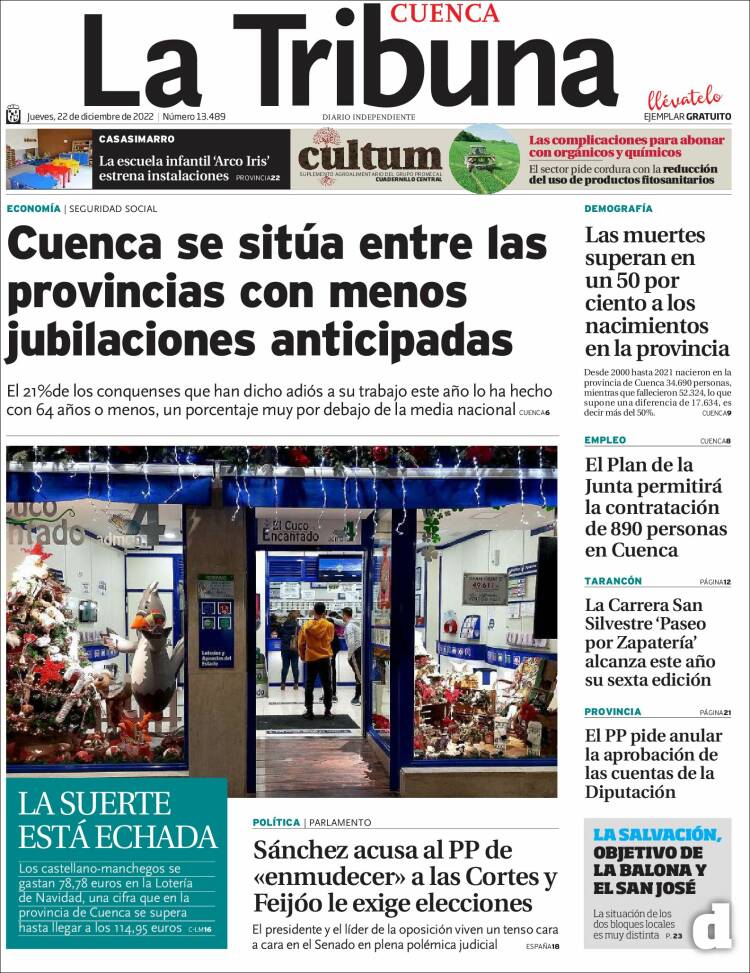 Portada de La Tribuna de Cuenca (España)