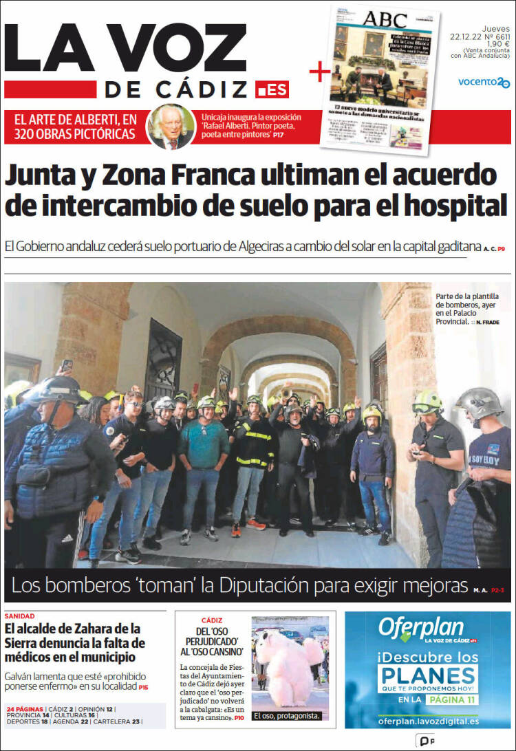 Portada de La Voz de Cádiz (España)