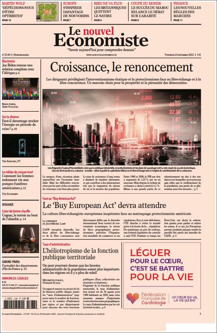 Portada de Le nouvel Economiste (Francia)