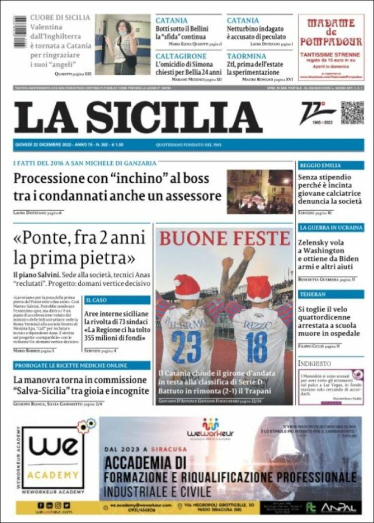 Portada de La Sicilia (Italy)