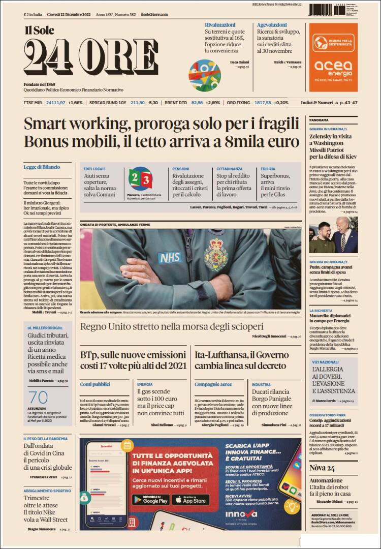 Portada de Il Sole 24 ORE (Italy)